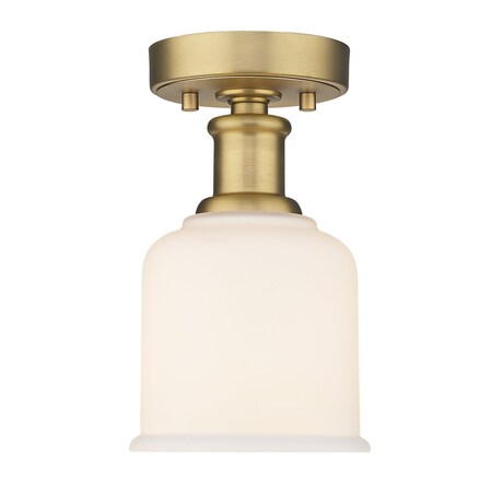 Z-Lite Bryant 1 Light Flush Mount, Heritage Brass & Matte Opal 733F1-HBR